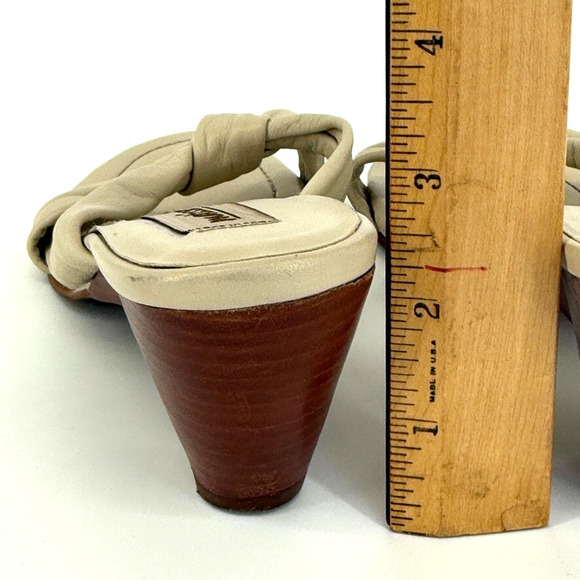 Matisse Leather Heeled Sandals Sz 7.5 Made in Brazil Y2K Retro Cone Kitten Heel - Picture 6 of 10